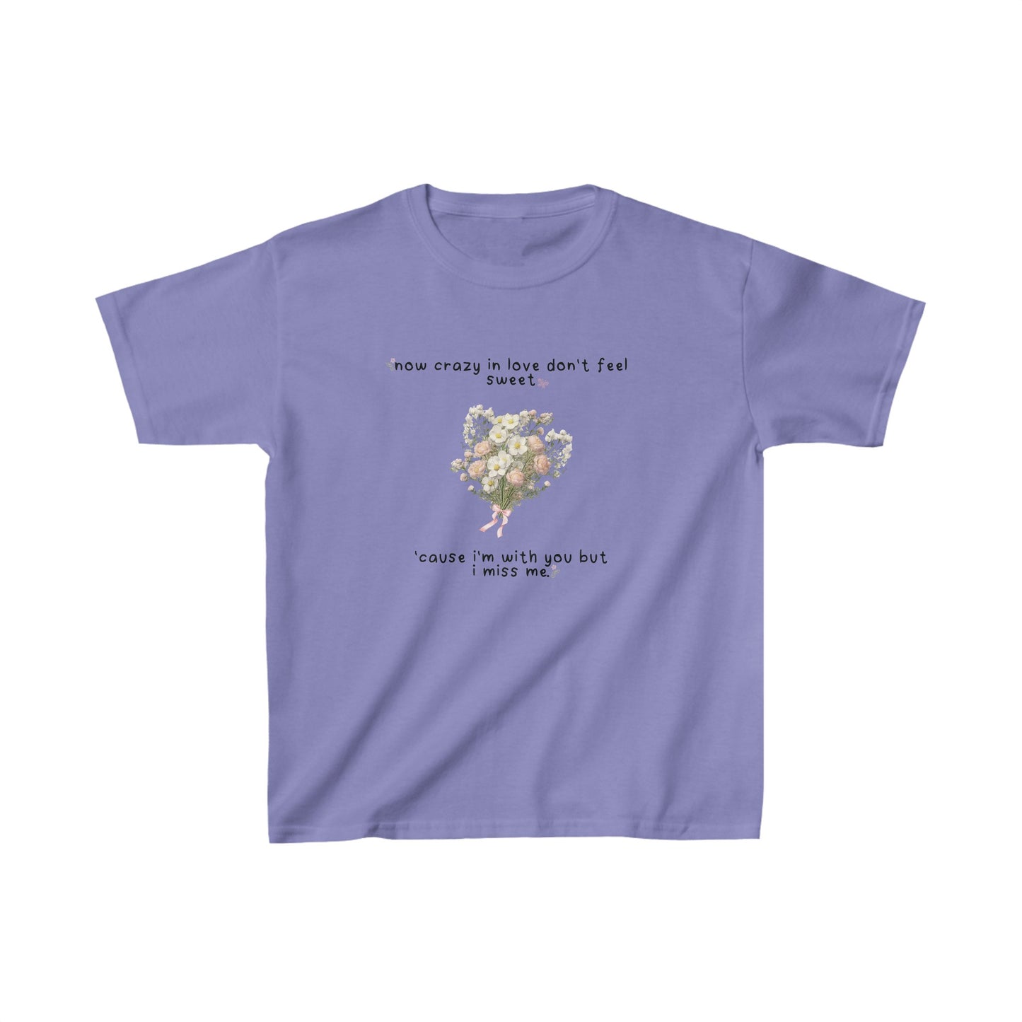 Olivia Rodrigo White Flowers 'now crazy in love don't feel sweet' Baby Tee