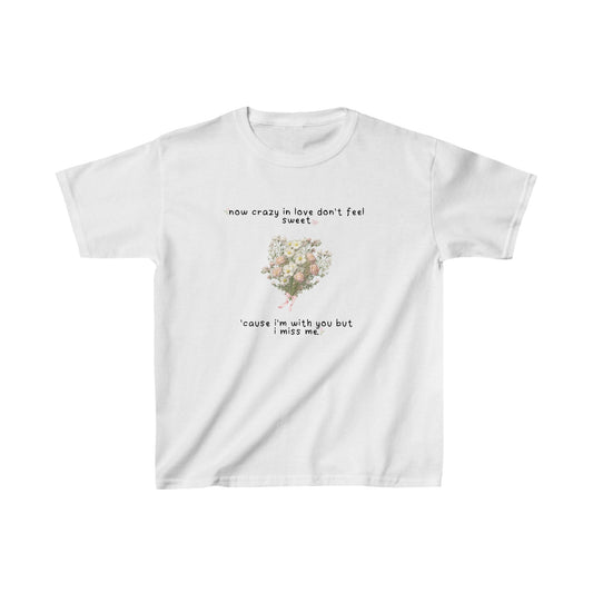 Olivia Rodrigo White Flowers 'now crazy in love don't feel sweet' Baby Tee